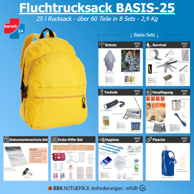 Fluchtrucksack BASIS-25 (Notfallrucksack f&uuml;r 1 Person)