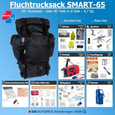 Fluchtrucksack SMART-65 (Notfallrucksack f&uuml;r 1 Person)
