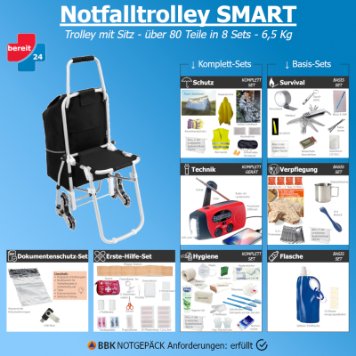 Notfalltrolley mit Sitz - SMART ( f&uuml;r 1 Person)