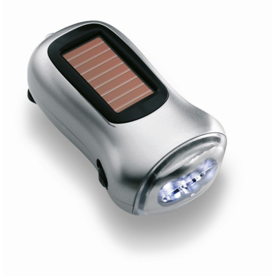 Dynamo-Taschenlampe mit 3 LED und Solar